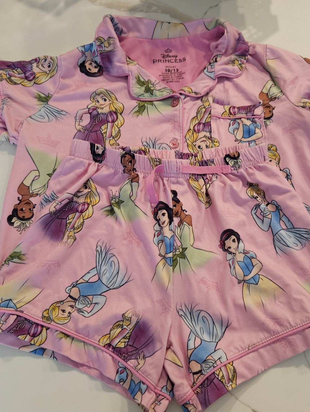 Disney Princess Pink Short Sleeve Pajama Set with Multi-Character Print